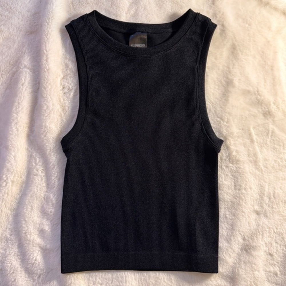 Express Black Tank Top - High Neck Crop - Mild Compression - Size XXS/XS